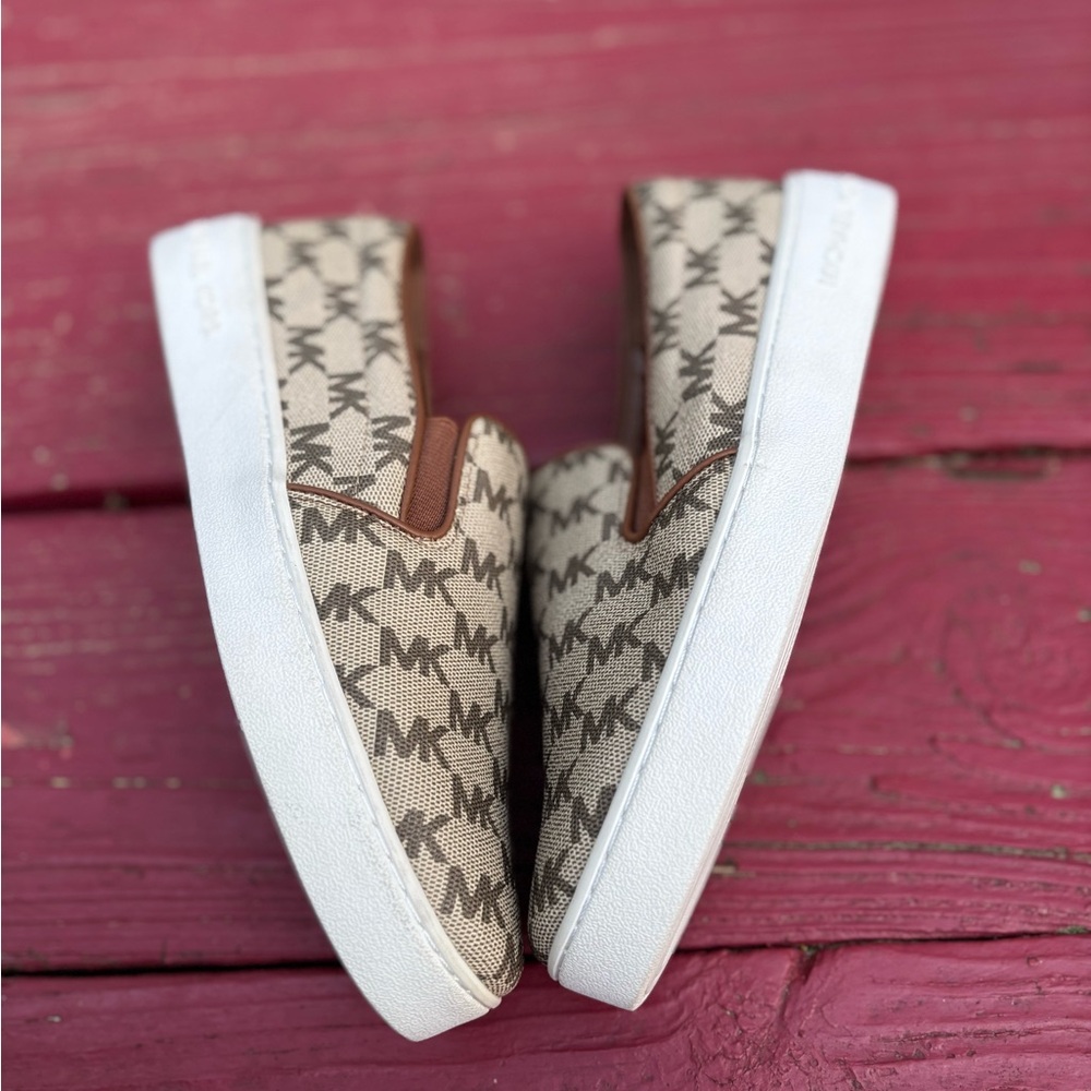 Michael Kors Kids' Logo Slip-On Sneakers - Tan and White